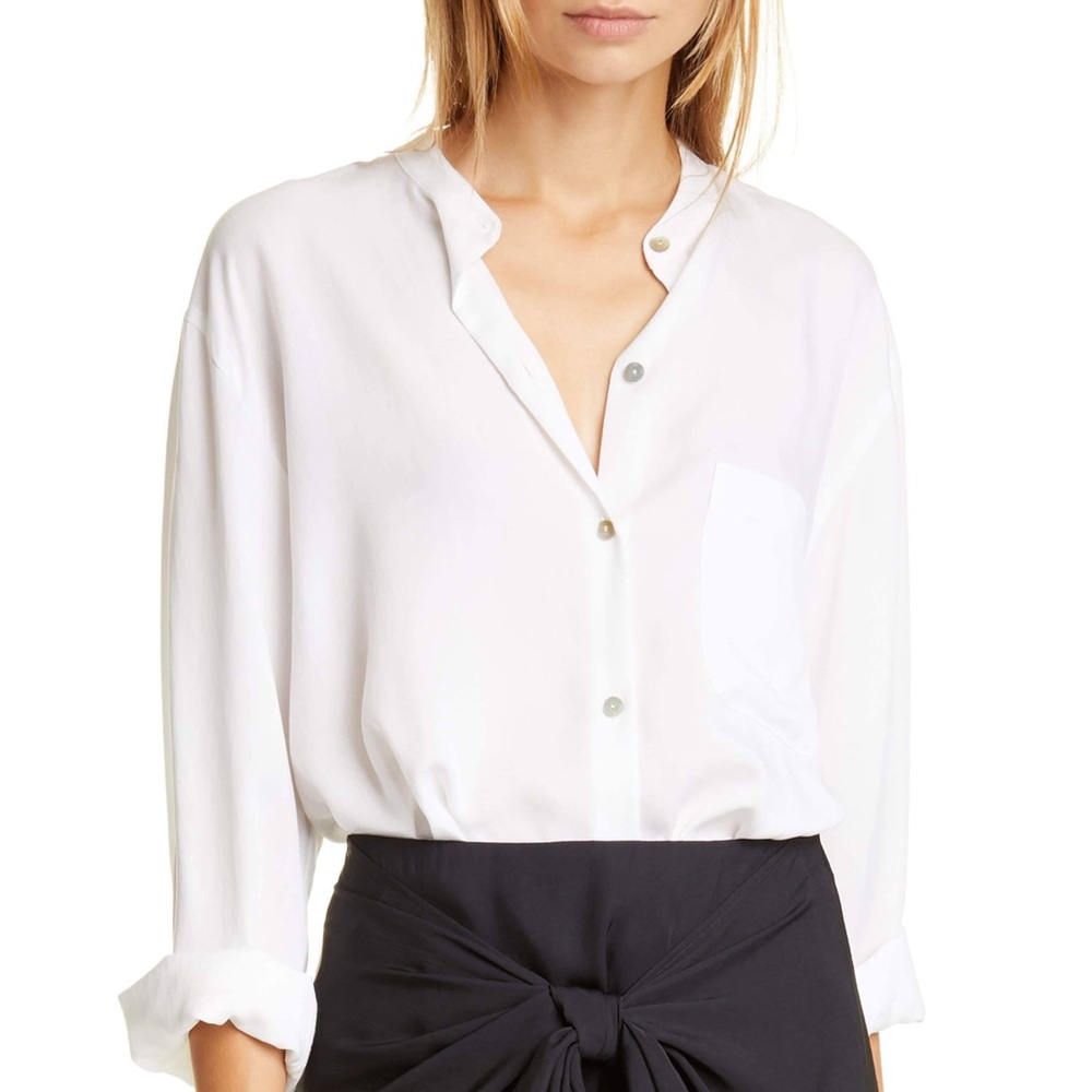 Vince Relaxed Band Collar Blouse